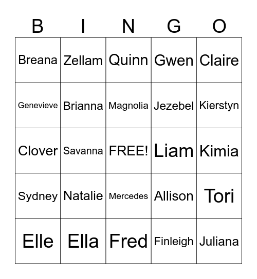 Friends Bingo Card