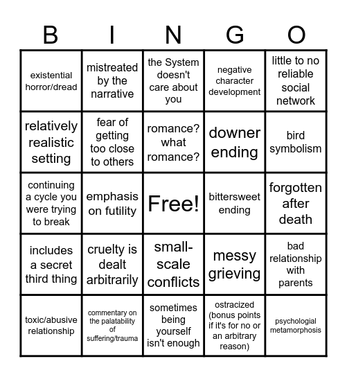 Rusty OC/Story Trope Bingo Card