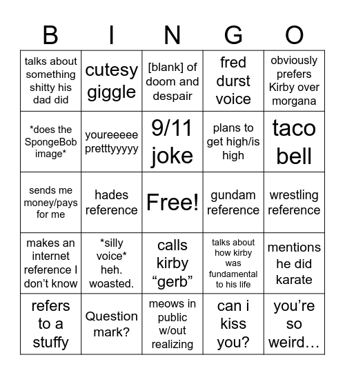Dalton Bingo Card