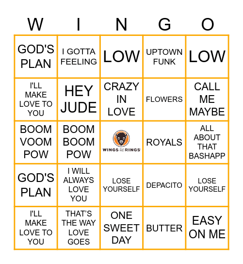 #1 SONG AT LEAST 8 WEEKS Bingo Card