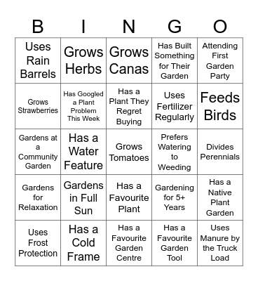 Garden Party Bingo Card