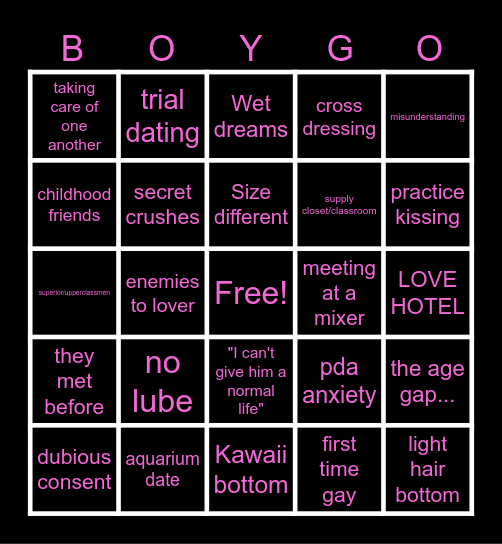 BL❤︎ reading Bingo Card