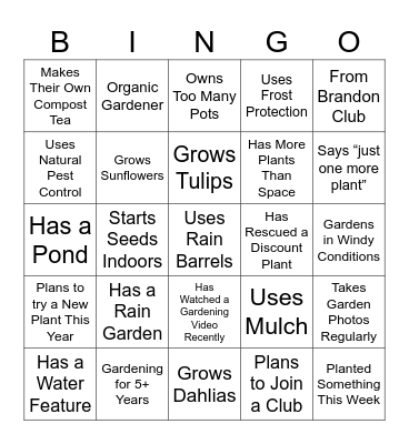 Garden Party Bingo Card