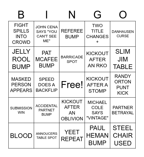 WRESTLEMANIA VEGAS Bingo Card