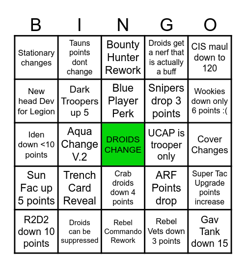 April 21st Dev Update Bingo Card