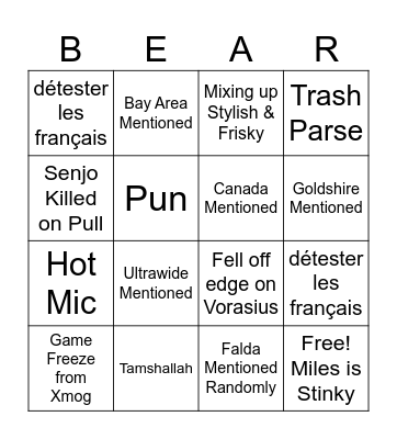 Raid Bingo Card