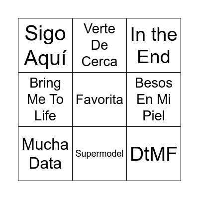 Bingo Musical Bingo Card