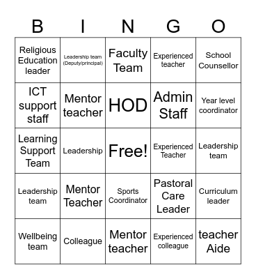 SJC Support Network Bingo Card