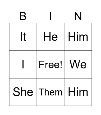 Pronounce! Bingo Card