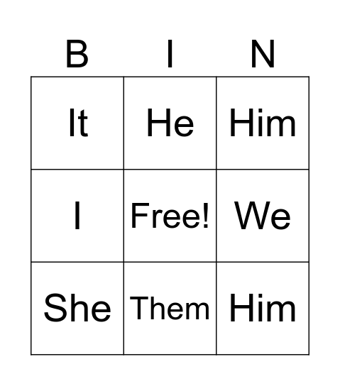 Pronounce! Bingo Card