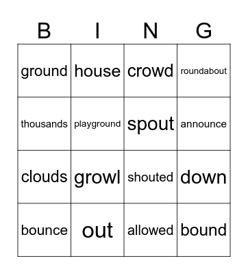 The Playground Bingo Card