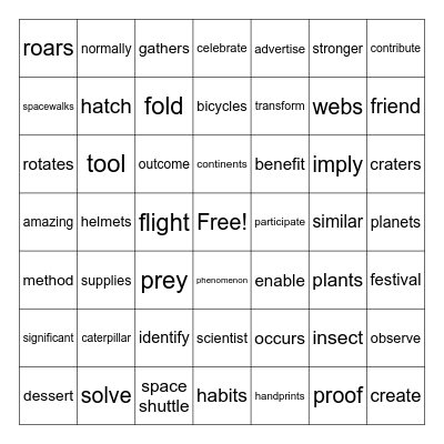 CS 1-109 Bingo Card