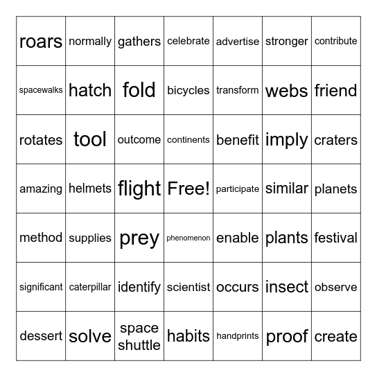 CS 1-109 Bingo Card