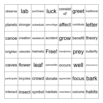 CS 1-109 Bingo Card