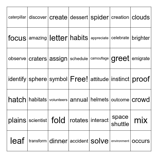 CS 1-109 Bingo Card