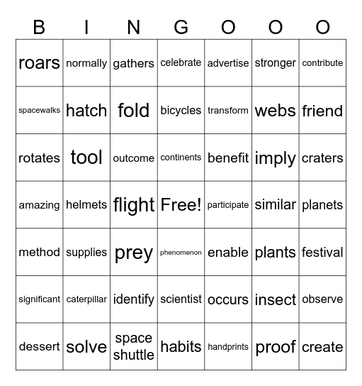 CS1-109 Bingo Card
