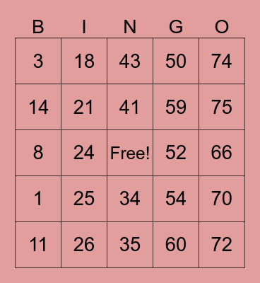 AMI 1st Bingo Session Bingo Card