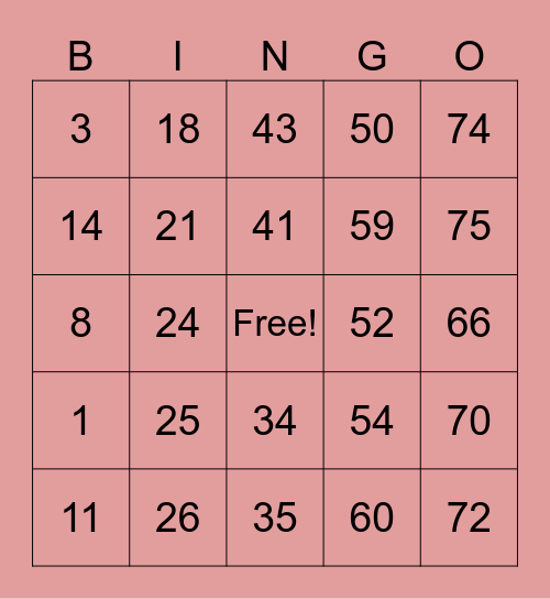 AMI 1st Bingo Session Bingo Card