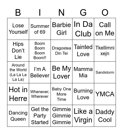 Retro Bingo Beats Bingo Card