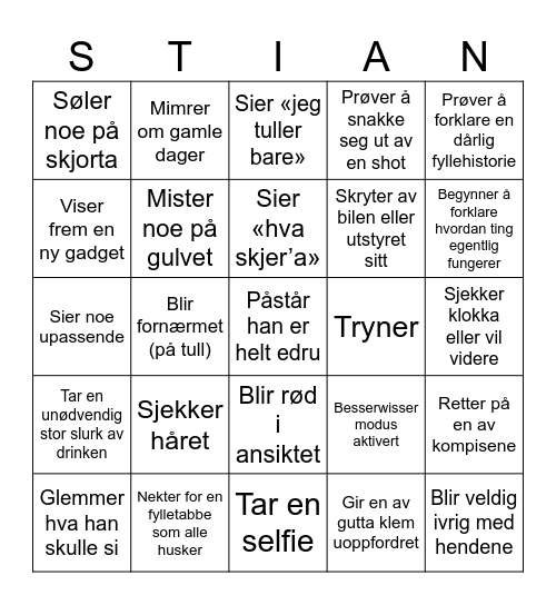 Drikkebingo Card