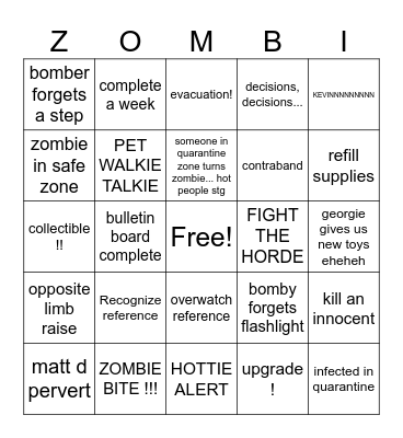 BINGO ZONE Bingo Card