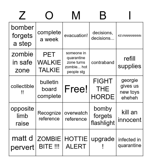 BINGO ZONE Bingo Card