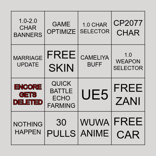 WAWA ANIV BINGO Card