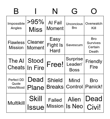 Xenonauts 2 Bingo Card