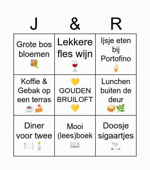 💛 GOUDEN BRUILOFT 💛 Bingo Card