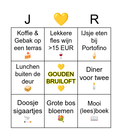 💛 GOUDEN BRUILOFT 💛 Bingo Card