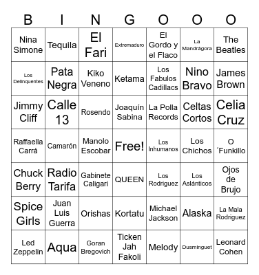 BINGO MUSICAL Bingo Card