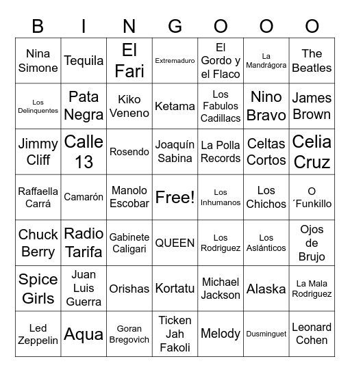 BINGO MUSICAL Bingo Card