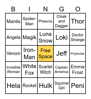 Marvel Rivals Season 8 Skins Bingo Card