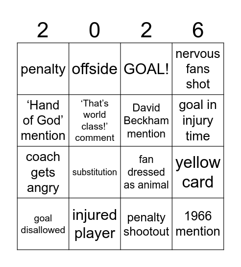World Cup Bingo Card