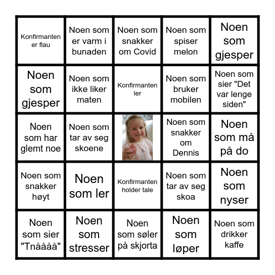 Konfirmasjonsbingo Card