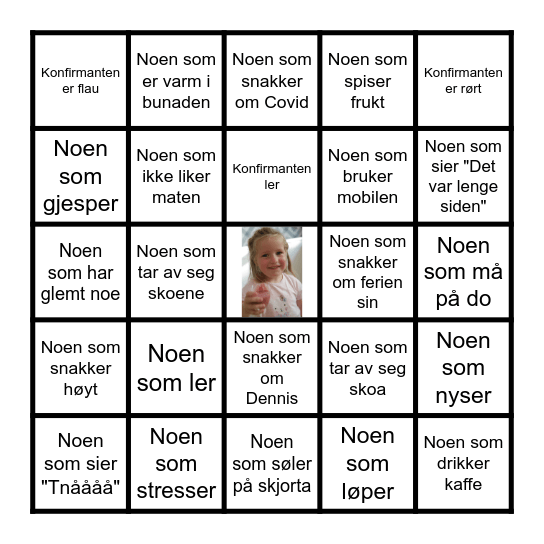Konfirmasjonsbingo Card