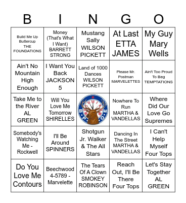 Motown Bingo Card