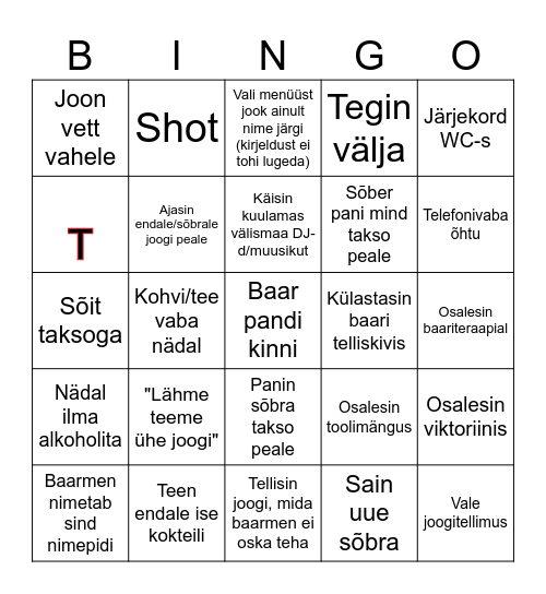 BAARITERAAPIA Bingo Card