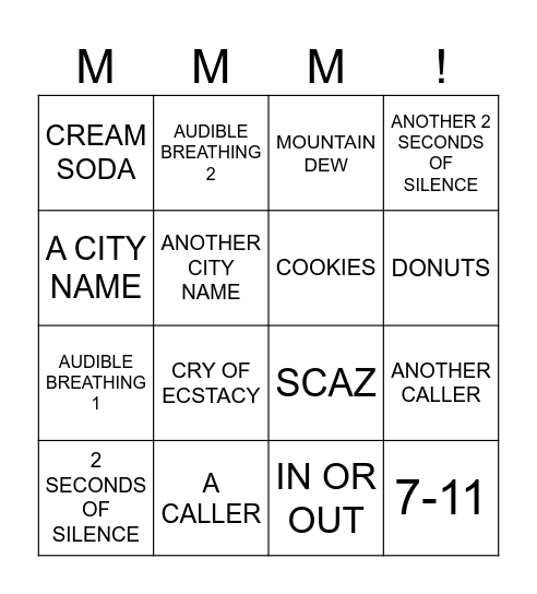 JOE SHOW BINGO Card