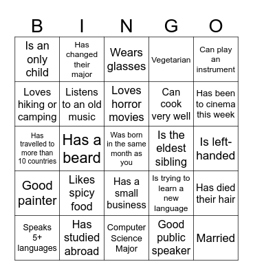 Human Bingo Card