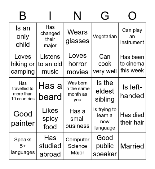 Human Bingo Card