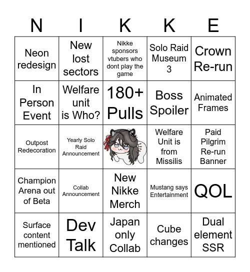 Nikke 3.5 Anni Bingo Card