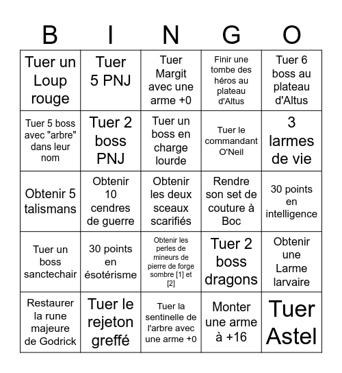 Bingo Elden Ring FR test Bingo Card