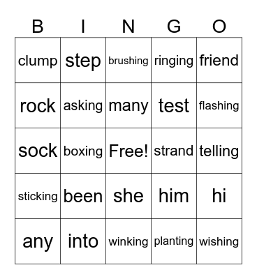 Lessons 65&66 Bingo Card