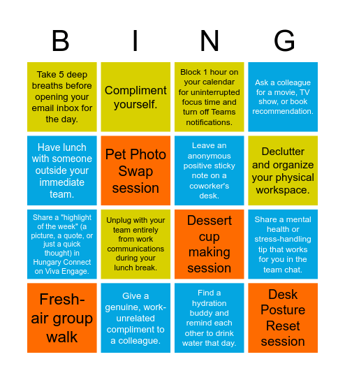 4MENTAL HEALTH BINGO Card
