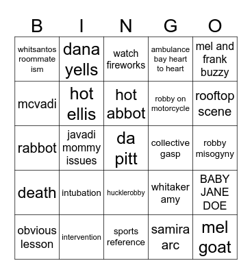 pitt Bingo Card