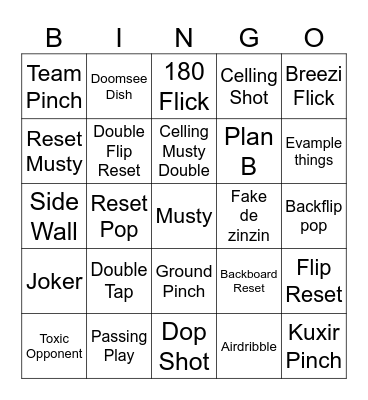Rocket League Bingo Card
