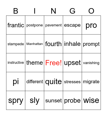 Wilson Step 5.1 Bingo Card