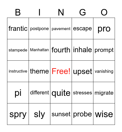 Wilson Step 5.1 Bingo Card