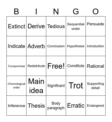 RLA one Bingo Card
